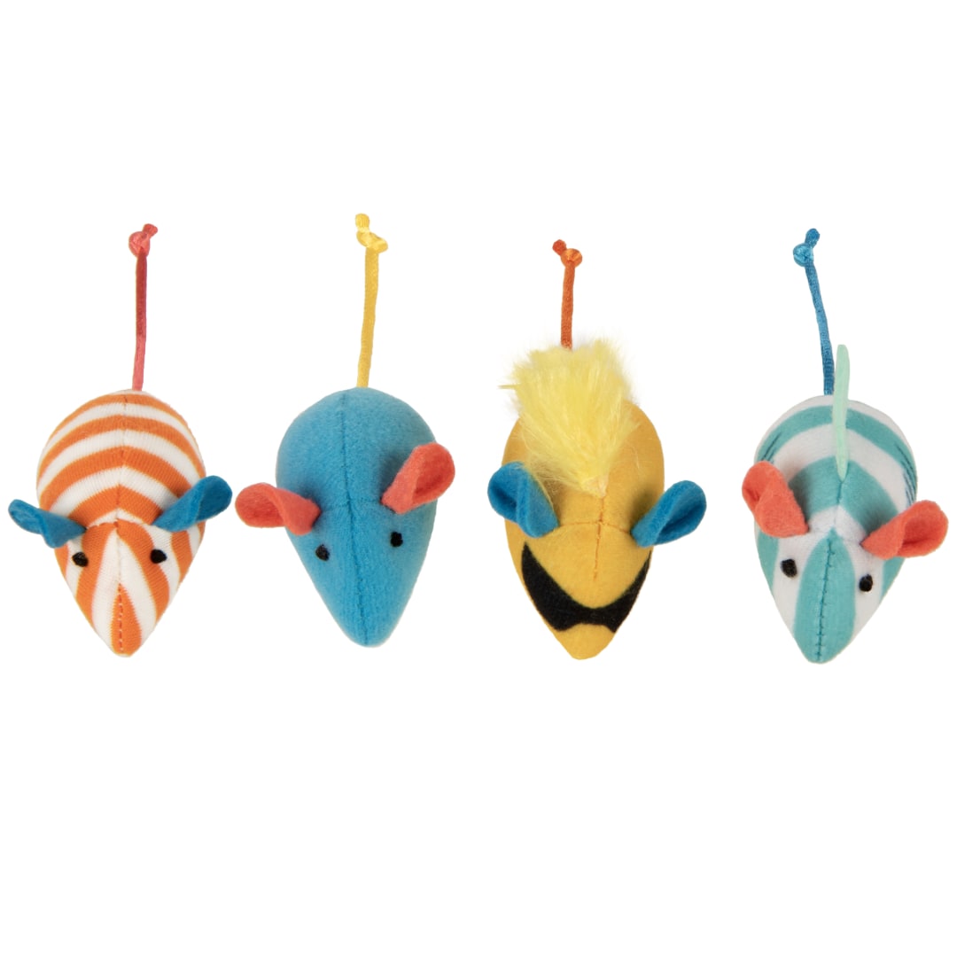 SmartyKat Skitter Mice Pool Party Plush Catnip Cat Toys, Set of 4
