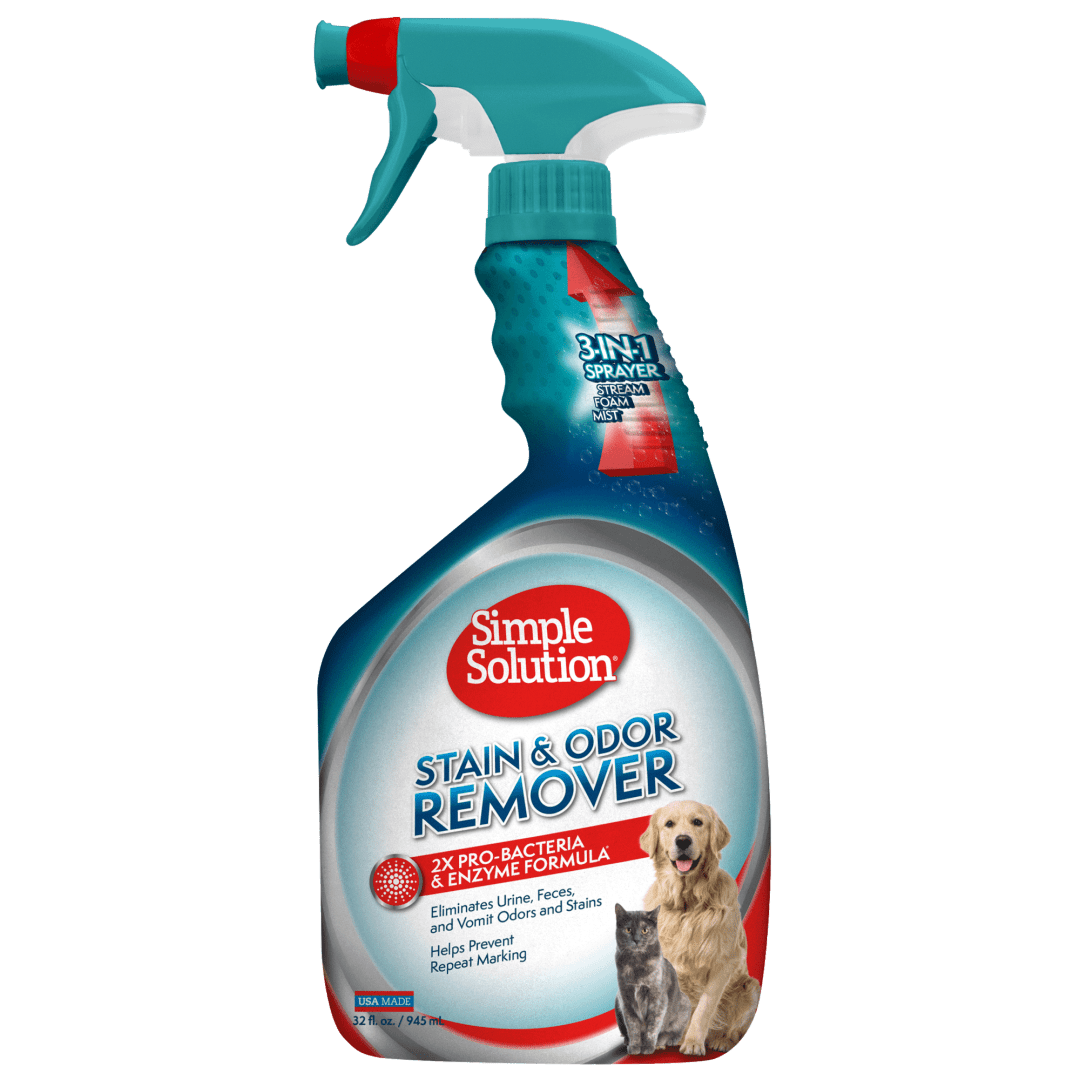 Simple Solution Pet Stain and Odor Remover | Enzymatic Cleaner with 2X Pro-Bacteria Cleaning Power | 32 Ounces