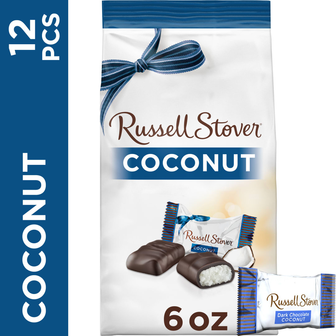 RUSSELL STOVER Dark Chocolate Coconut Candy Gift Bag, 6 oz.