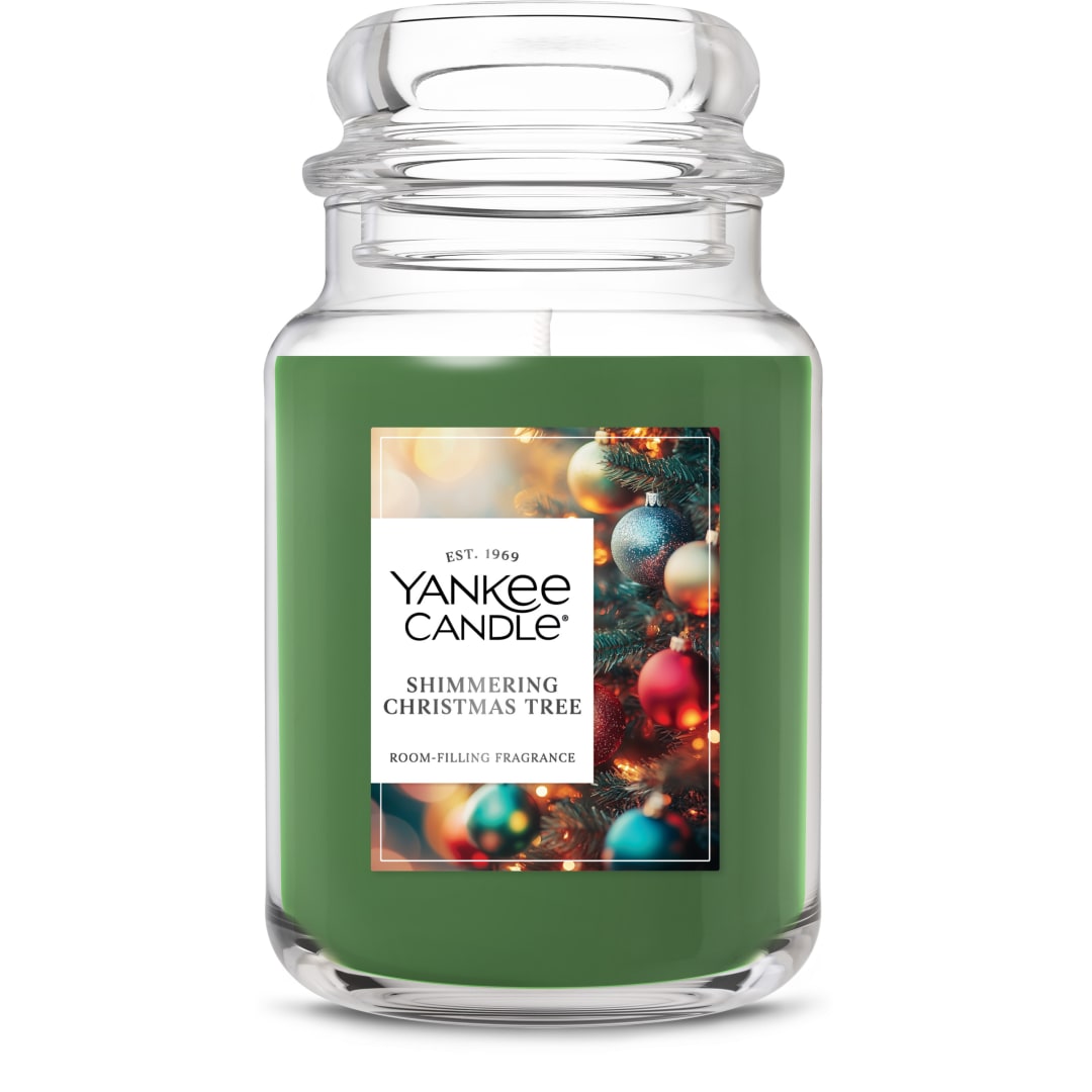 Yankee Candle® Shimmering Christmas Tree Scented Candle, 22oz Large Jar with up to 150 Hour Burn Time, Great for gifting, Holidays