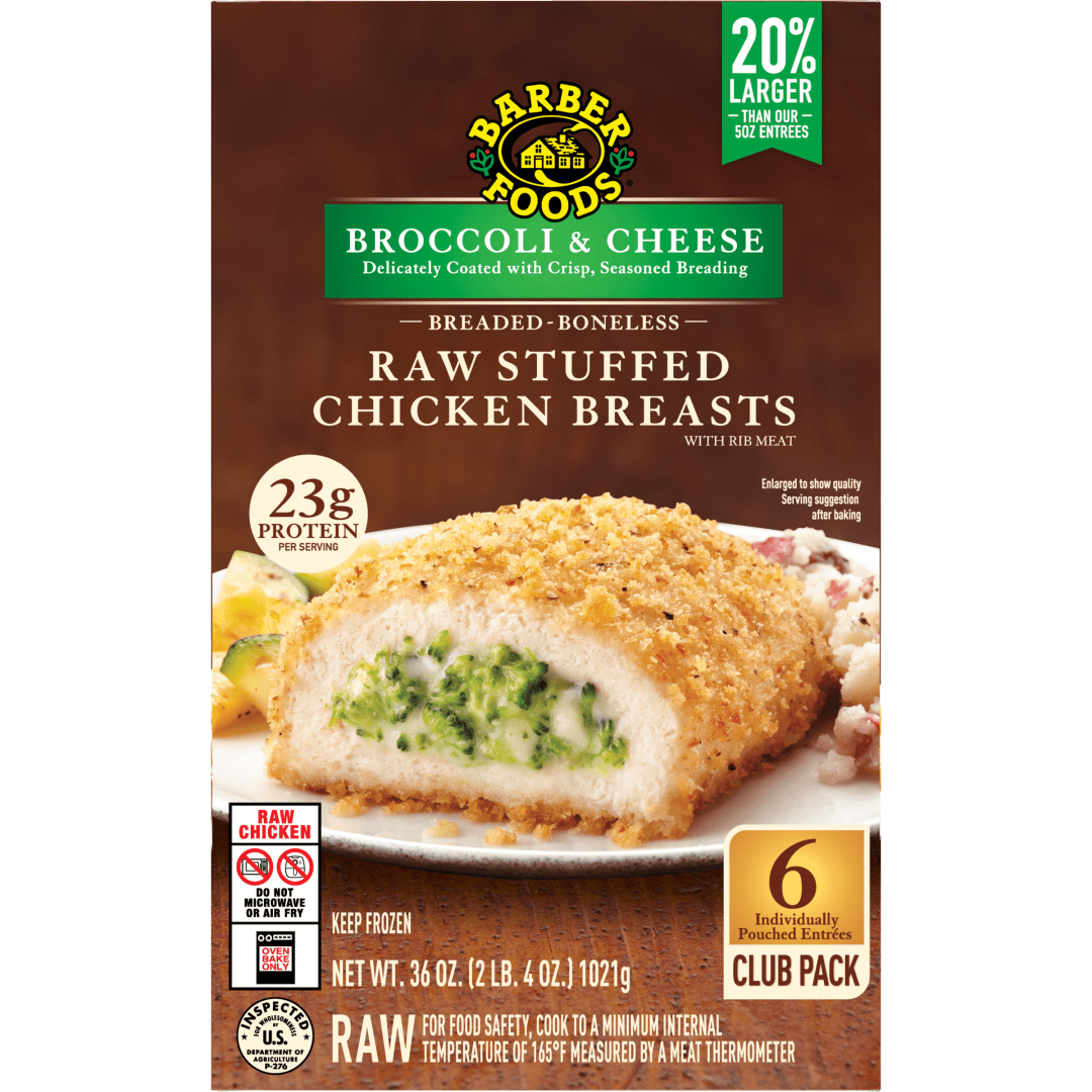 Barber Foods Raw Stuffed Chicken Breast Broccoli Cheese, 6 Count