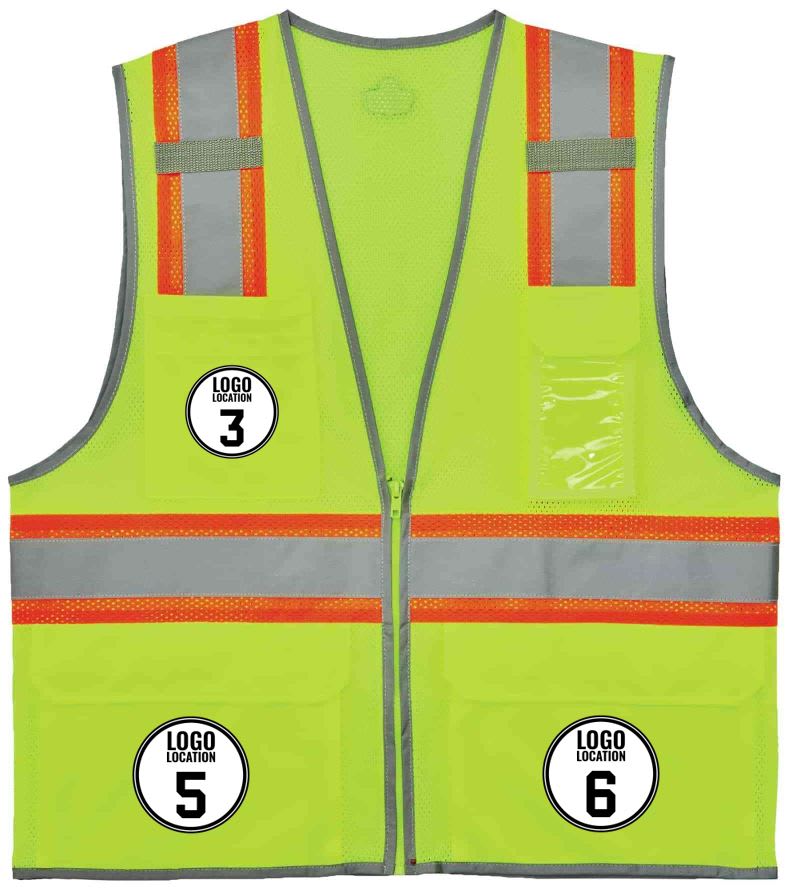 GloWear 8246Z Two-Tone Mesh Hi-Vis Safety Vest - Type R, Class 2, Zipper, Reflective Binding