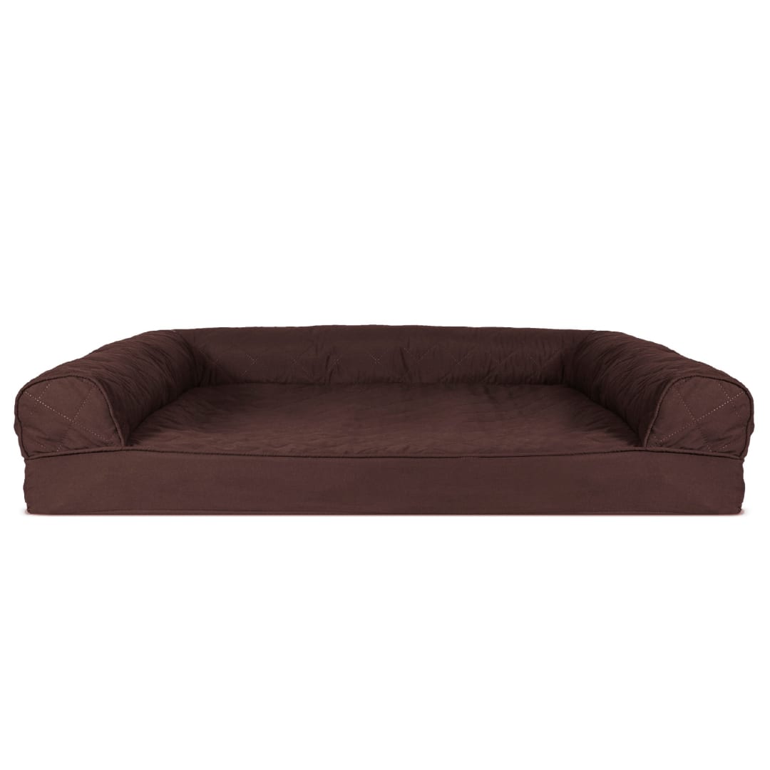 FurHaven Quilted Cooling Gel-Top Sofa Pet Bed, Coffee, Large