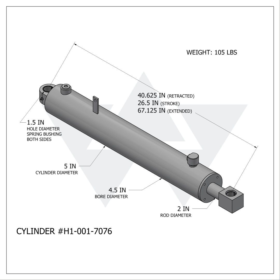 Wastebuilt® Replacement for Heil 4000 Slide Cylinder (4.5" X 2" X 26.5")