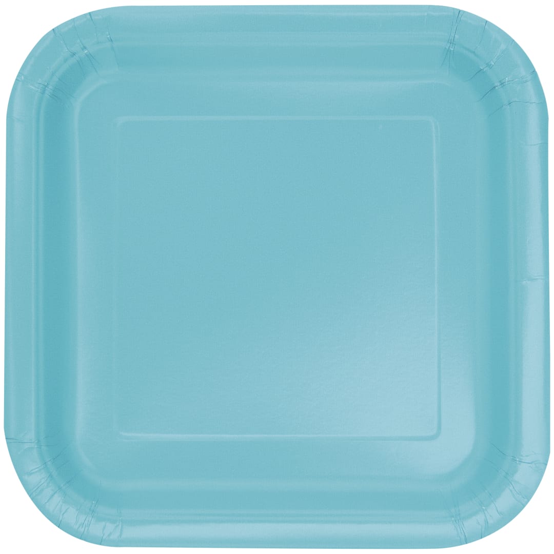 Terrific Teal Solid Square 9" Dinner Plates, 14ct