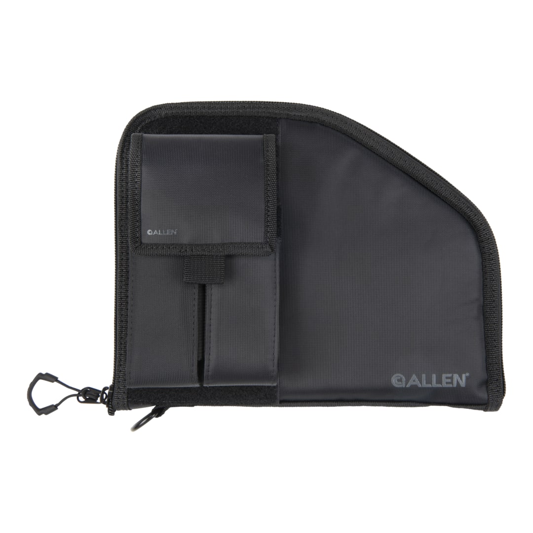 Allen Company Pistol Case with Mag Pouch, Full-Size Handguns up to 9.5”, Black