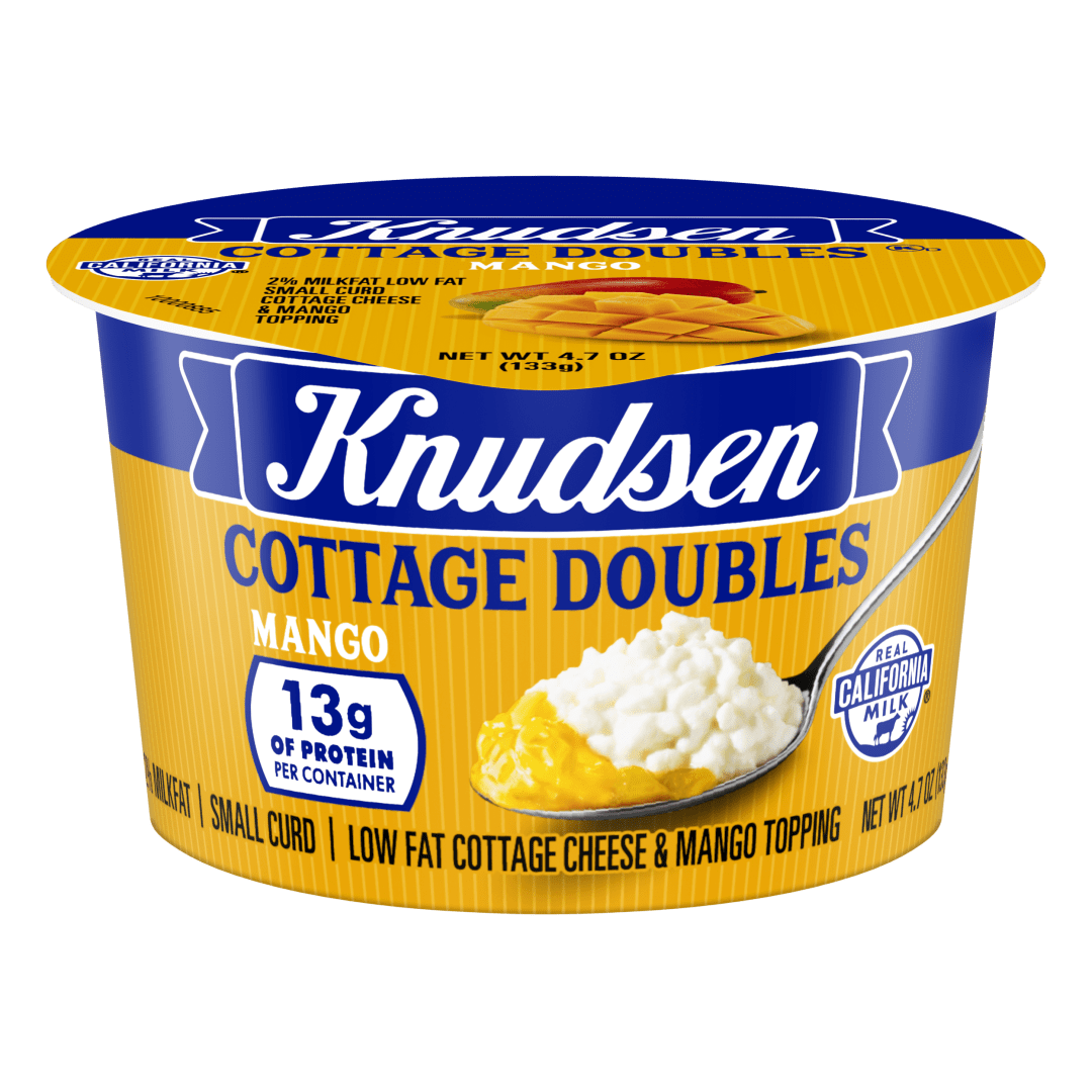 Knudsen's Cottage Cheese Doubles With Mango, Lowfat 2% Milkfat, 4.7 oz Cup, 13 g of Protein Per Serving
