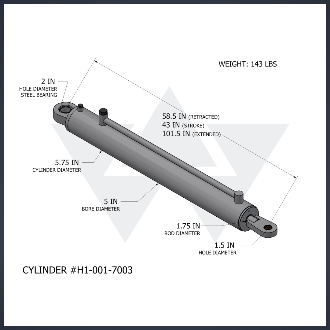 Wastebuilt® Replacement for Heil Packer Cylinder, Rolling Resistance (5" X 1.75" X 43")