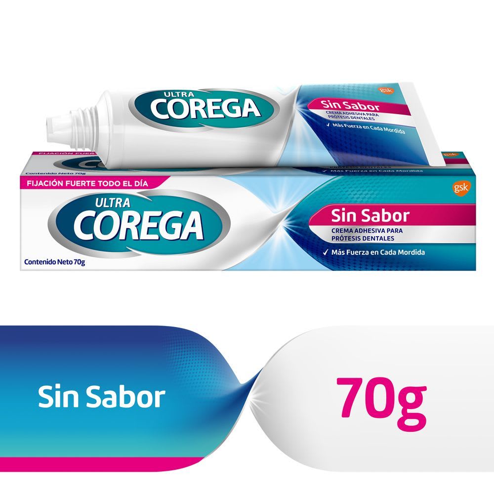 Ultra Corega Sin Sabor Crema Adhesiva para Prótesis Dentales 70g