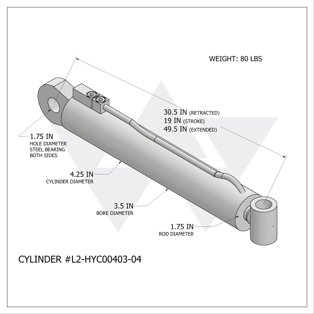Wastebuilt® Replacement for Labrie Heavy Duty Fork Cylinder (3.5" X 1.75" X 19")