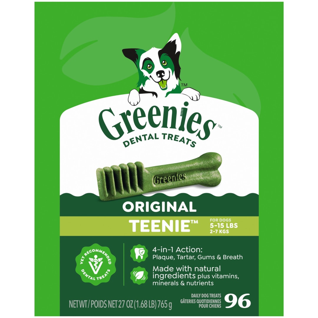 GREENIES Original TEENIE Natural Dog Dental Care Chews Oral Health Dog Treats, 27 oz. Pack (96 Treats)