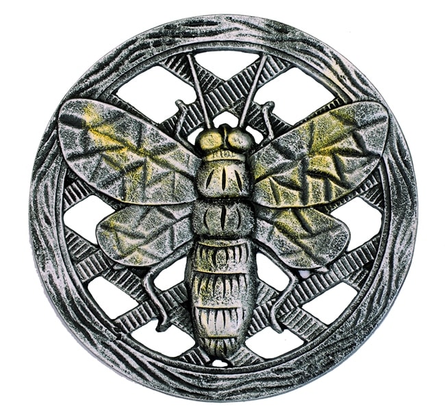Antique Pewter Metal Stepping Stone Bee - Cast Aluminum