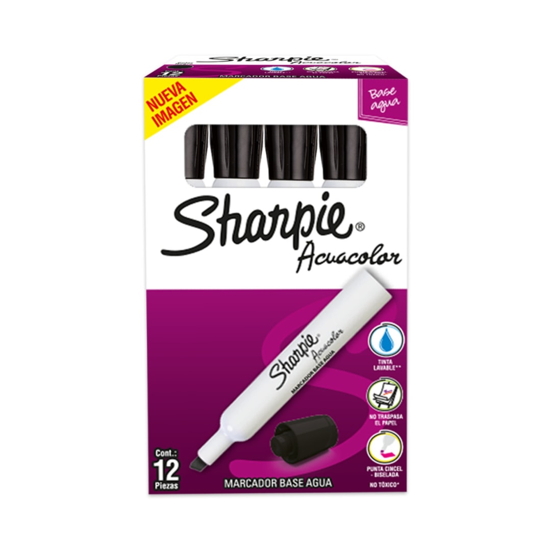 SHARPIE ACUACOLOR OS 12CT BLACK