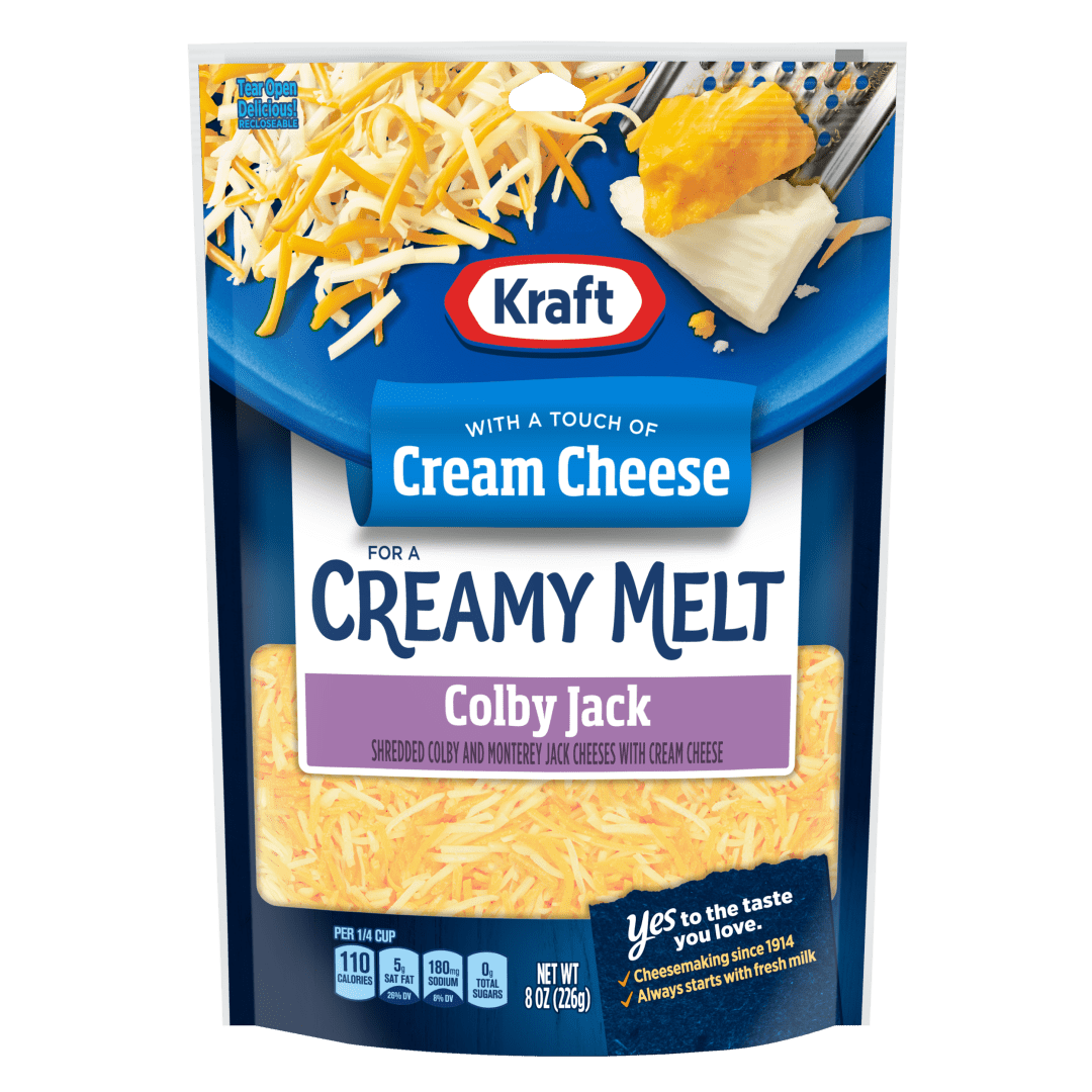 Kraft with a Touch of Cream Cheese Natural Cheese Shreds Colby Jack 8 oz. Bag