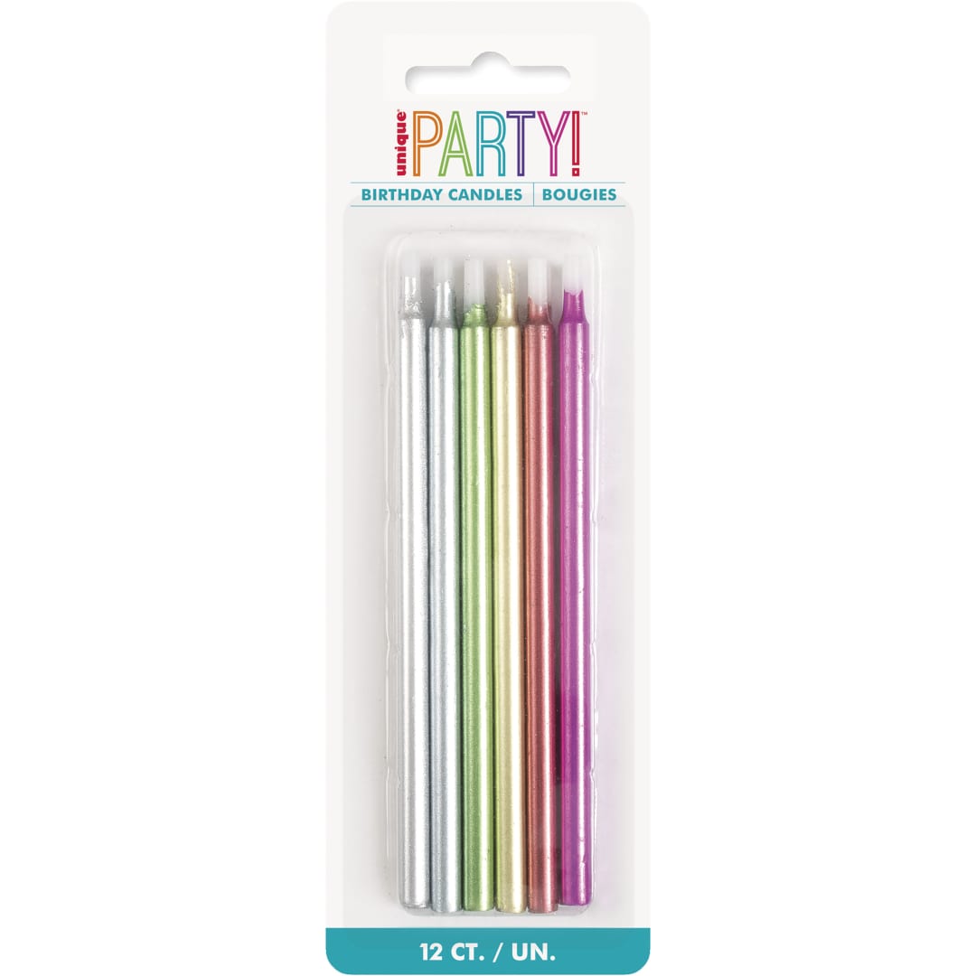 Metallic Birthday Candles 5" - Assorted, 12ct CDU