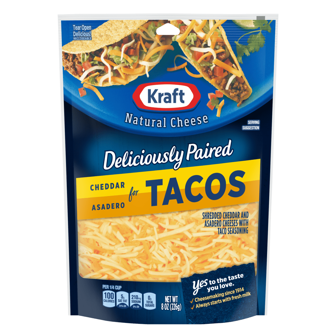Kraft Natural Deliciously Paired Cheddar and Asadero Finely Shredded Cheese, 8 oz Bag