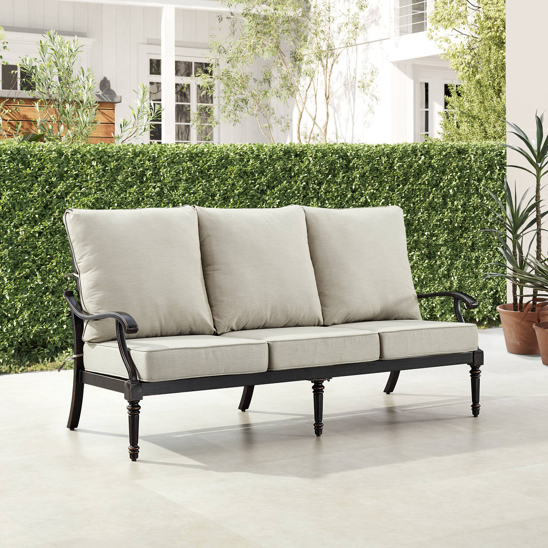 Black Aluminum Patio Deep Seating Sofa with Cushions