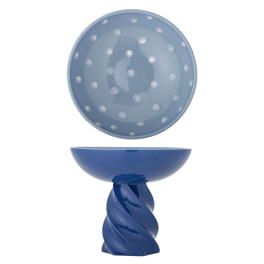 82063133 - Riley Pedestal Bowl, Blue, Stoneware STOCK: 268