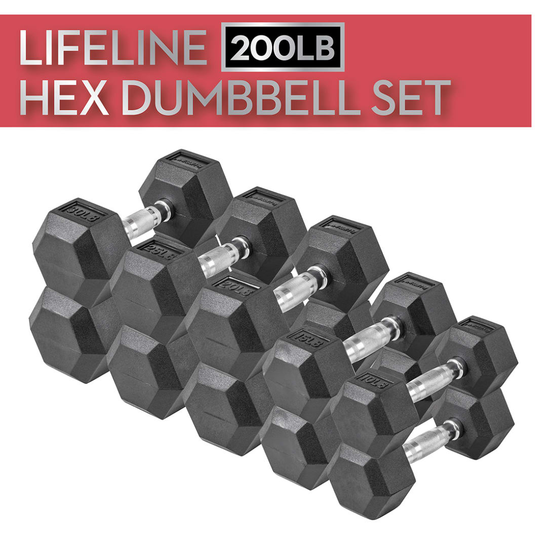 Lifeline Hex Rubber Dumbbell F