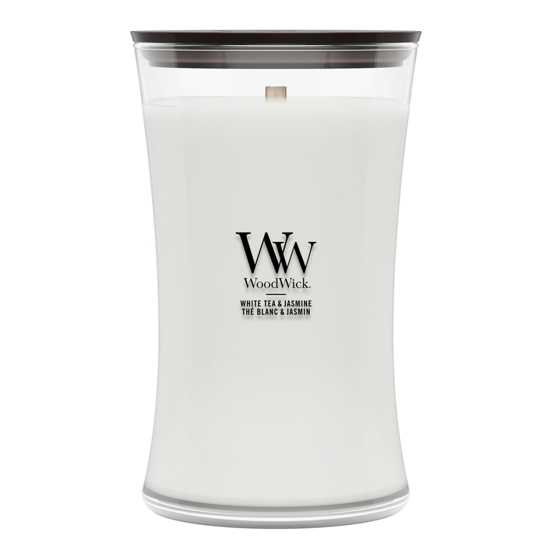 WoodWick | Vela grande | Té blanco y jazmín | Gran regalo para mujeres