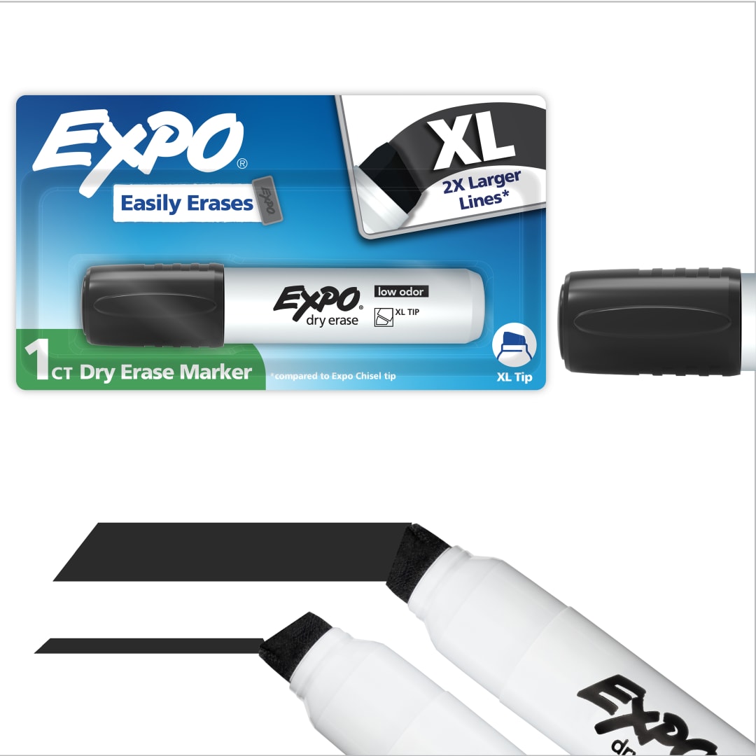 EXPO Dry Erase Markers, Low Odor Ink, Black, XL Tip, 1 Count
