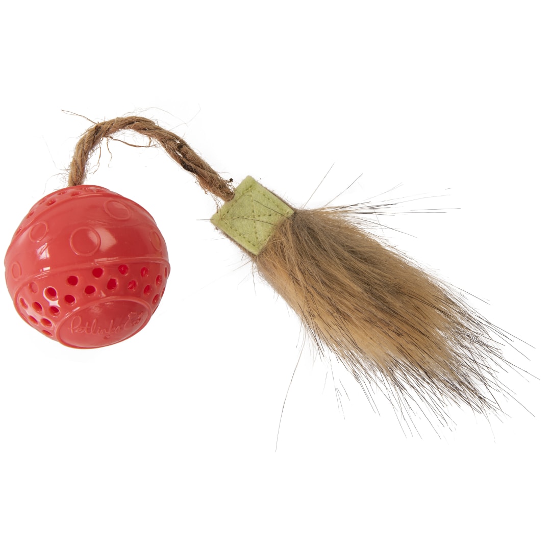 Petlinks Bobble Ball Soft Touch Dental Ball Cat Toy with Faux Fur Tail