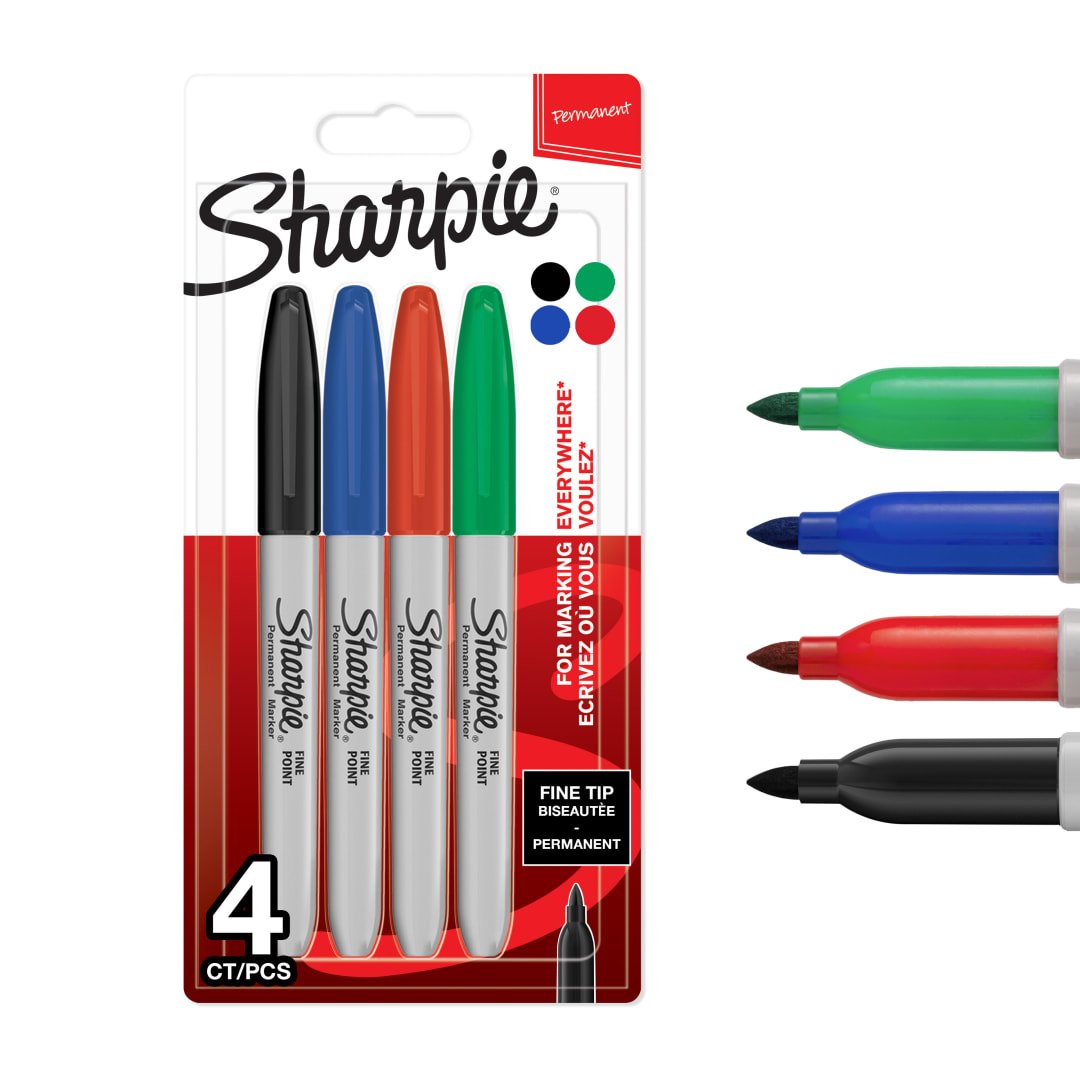 Sharpie rotuladores permanentes | punta fina | colores surtidos estndares | paquete de 4 marcadores | material escolar ideal