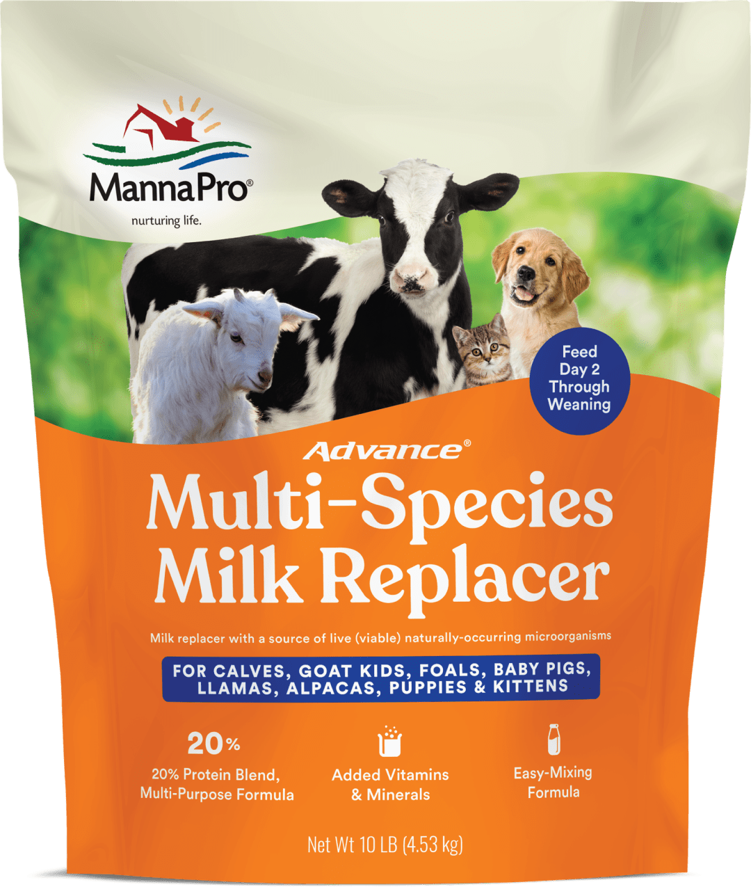 Manna Pro Advance Multi-Species Milk Replacer | 20% Protein | 10 lb