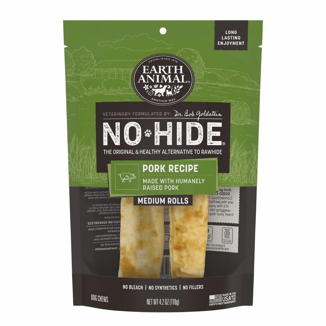 Earth Animal No-Hide Rolls Pork Recipe Medium Dog Chews, 2 Pack