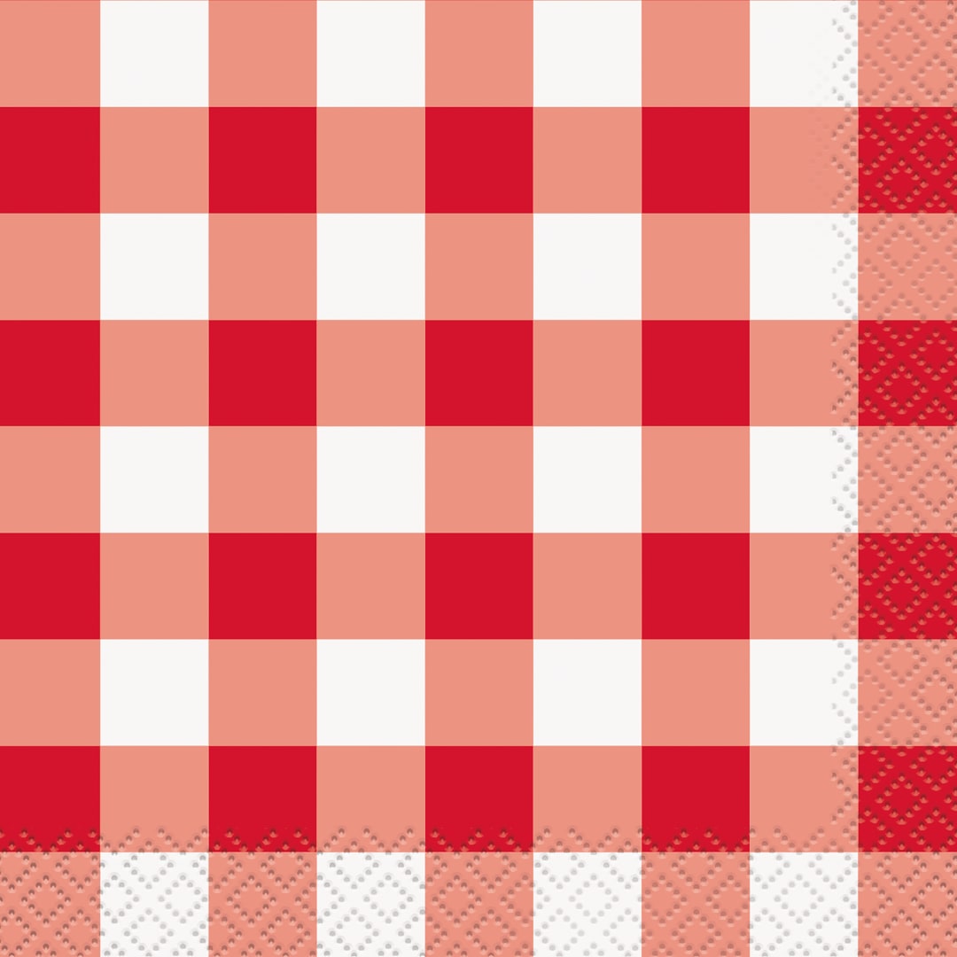 Red Gingham Beverage Napkins, 16ct