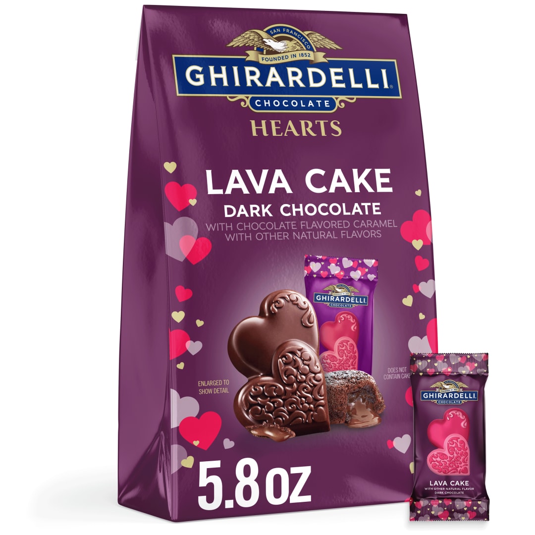GHIRARDELLI Dark Chocolate Lava Cake Hearts, 5.8 Oz Bag