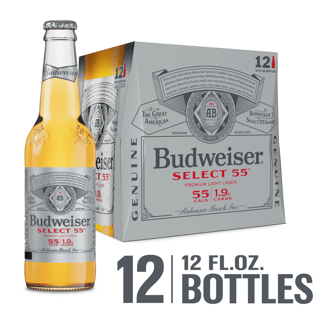 Budweiser Select 55 Premium Light Lager, 12 Pack 12 fl. oz. Bottles, 2.4% ABV