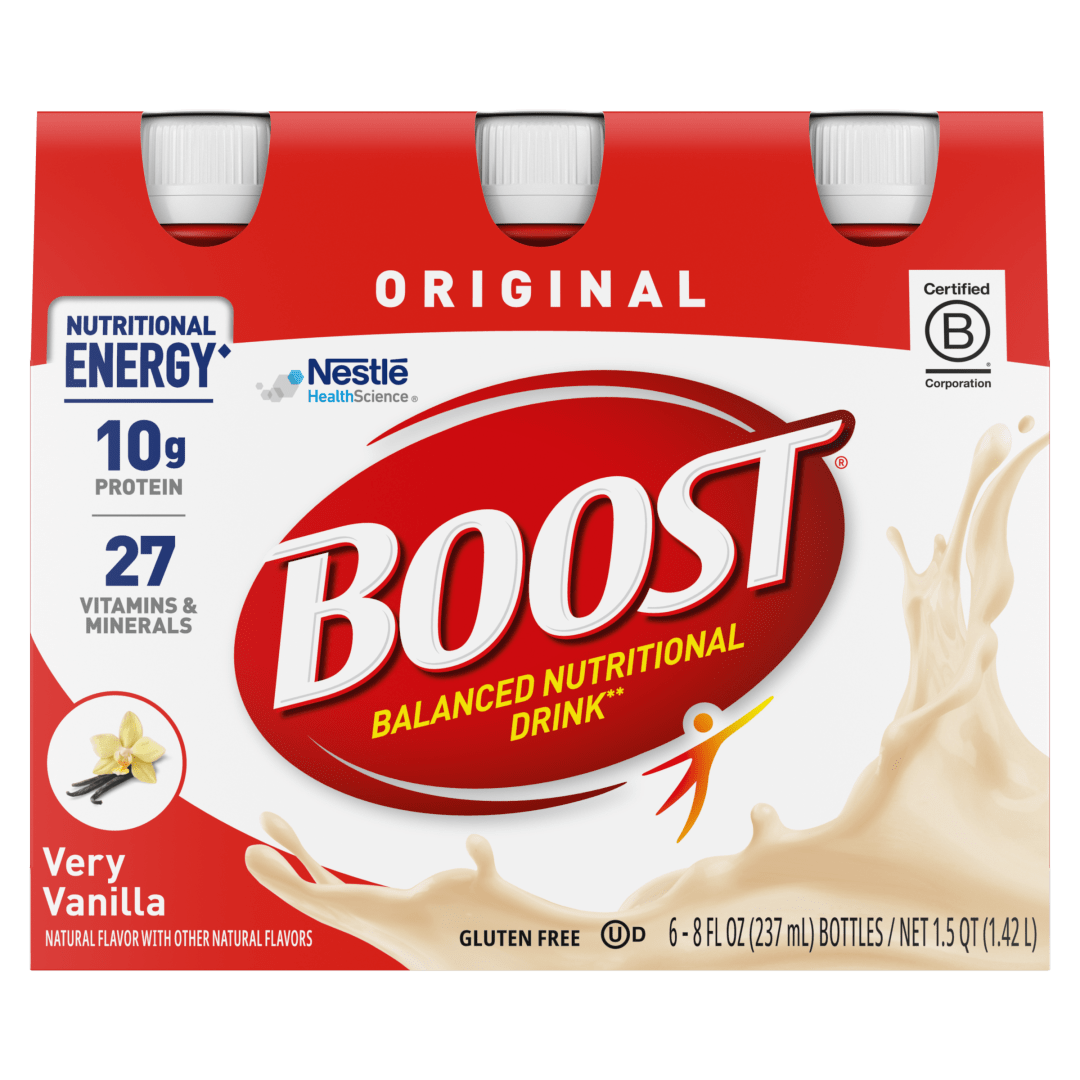 BOOST Original Balanced Nutritional Drink Protein Shakes, Very Vanilla, 8 fl oz, 6 Pack