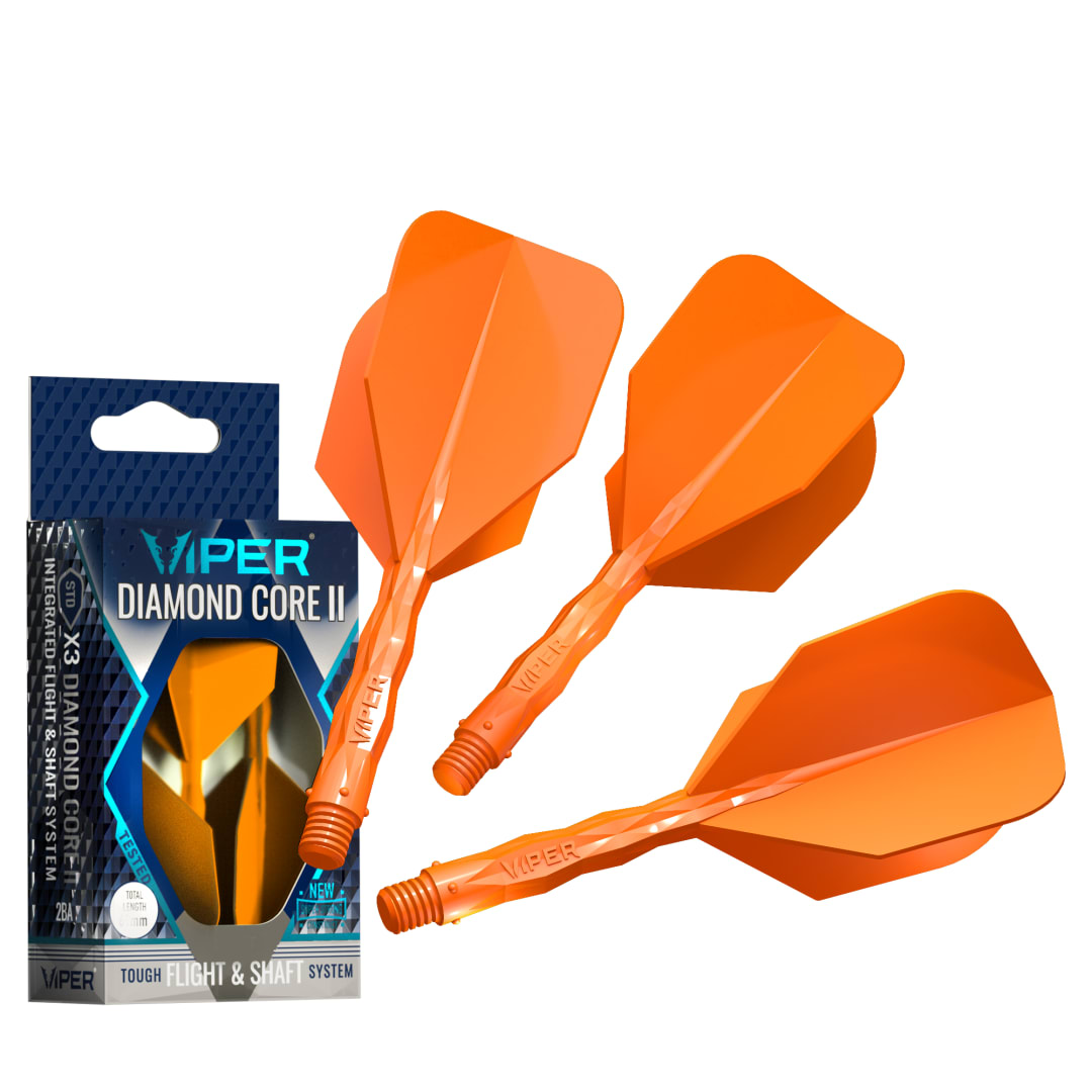 Viper Diamond Core II Integrated Dart Flight & Shaft System - InBetween Shaft, Standard Flight - Neon Orange