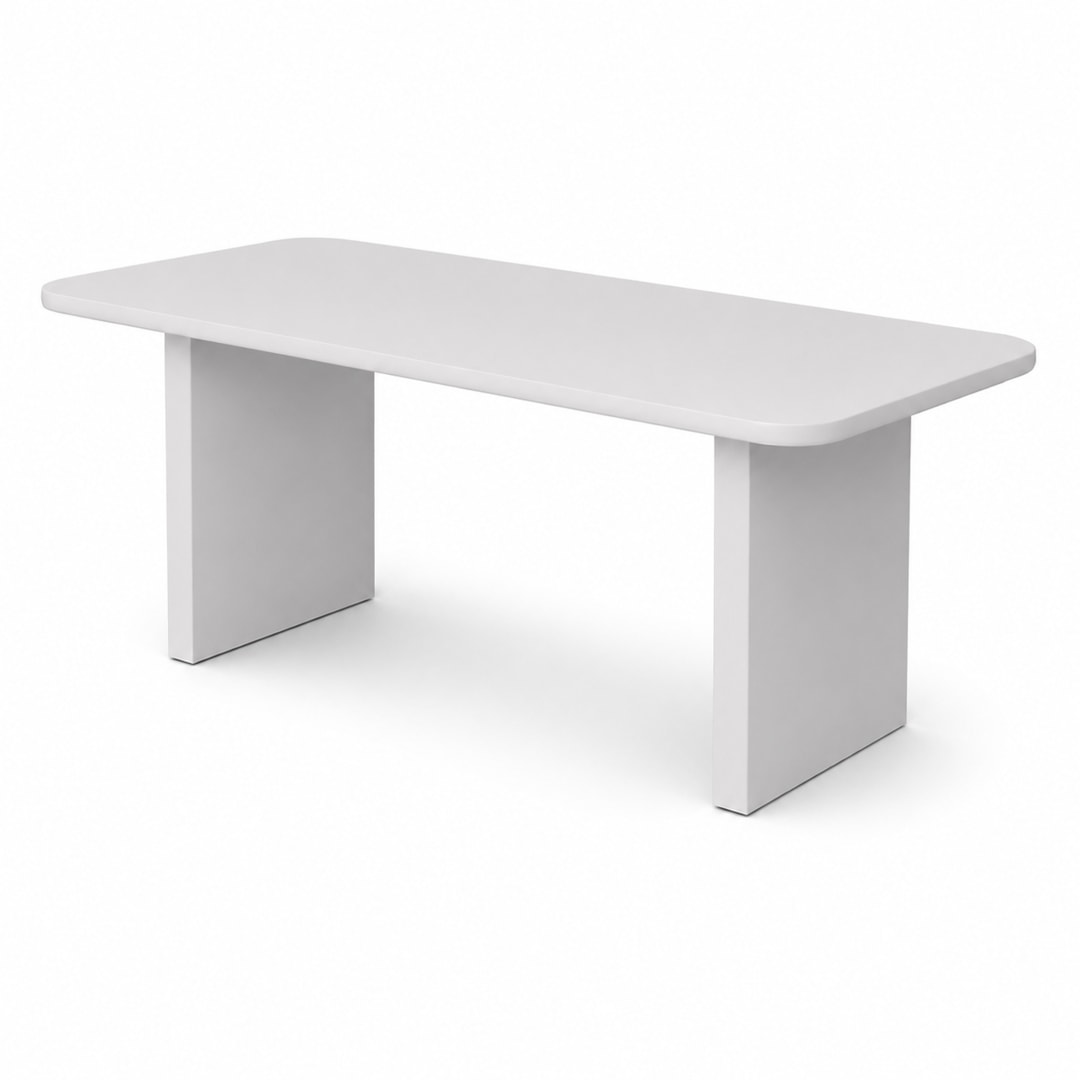 Modern Indoor/Outdoor Matte White 78.7" Rectangular Poly-Fiber Dining Table