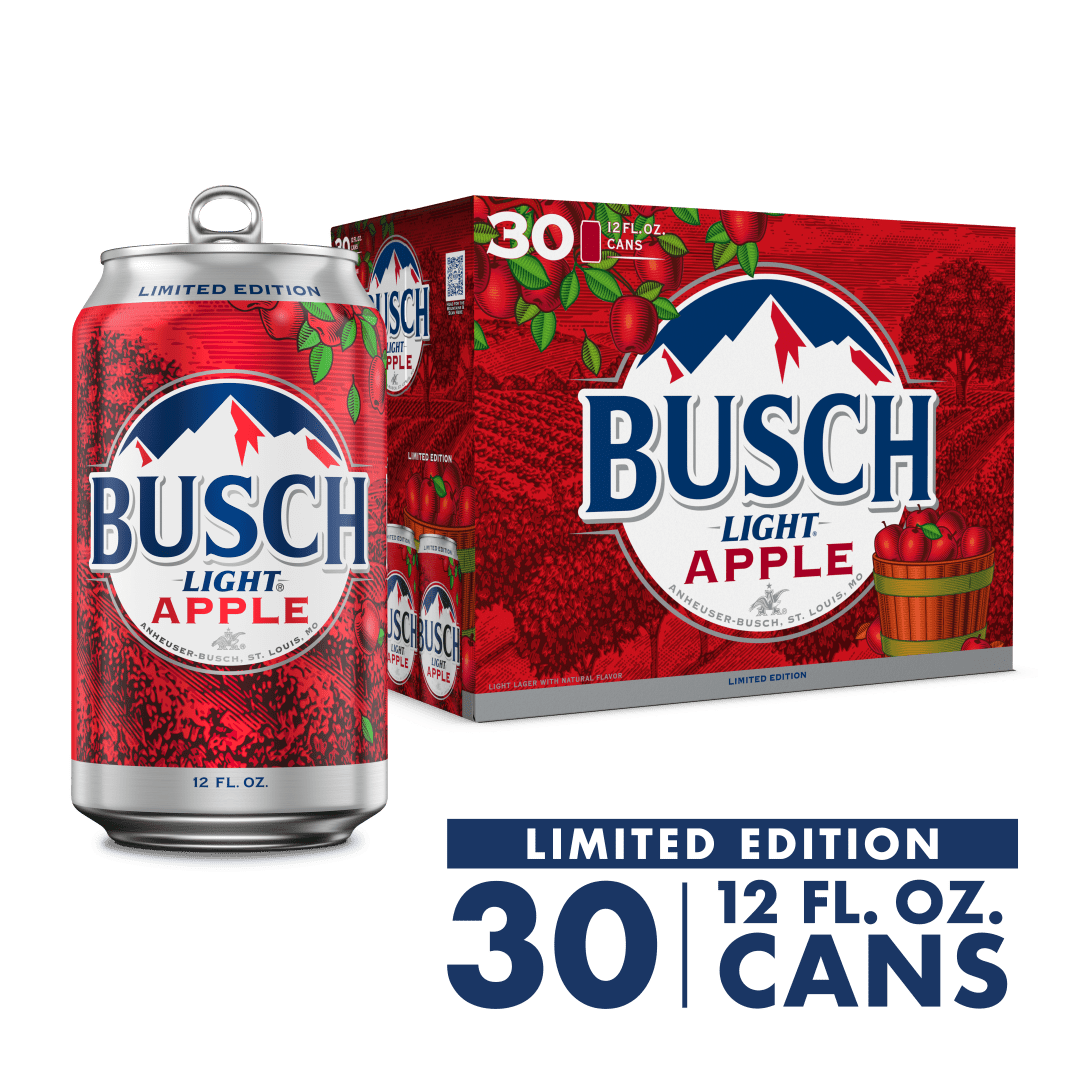Busch Light Apple American Lager Beer 30 Pack, 12 fl oz Cans