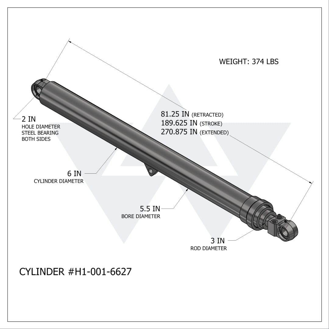 Wastebuilt® Replacement for Heil 32 Yard Ejector Cylinder (5"-4"-3" X 189.625")