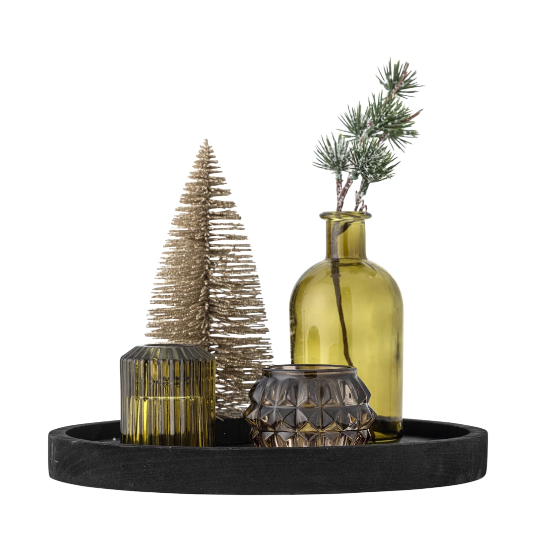 82073064 - Sanga Tray w/Votive, Green, Glass STOCK: 300