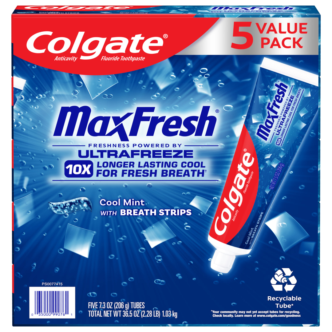 Colgate MaxFresh Cool Mint Toothpaste, 5 Pack, 7.3 oz