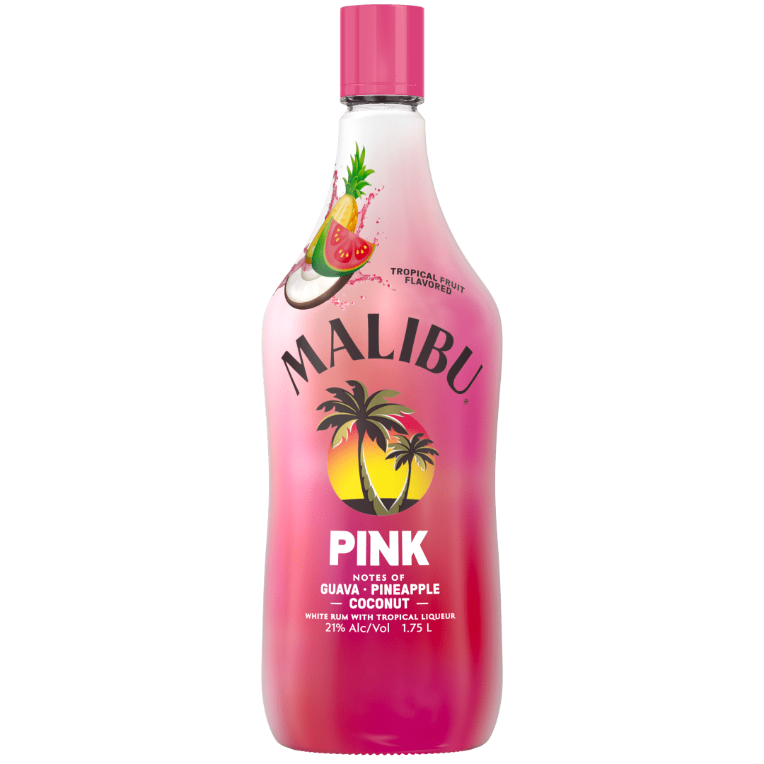 Malibu Pink White Rum with Tropical Liqueur, 1.75 L Bottle, 42 Proof
