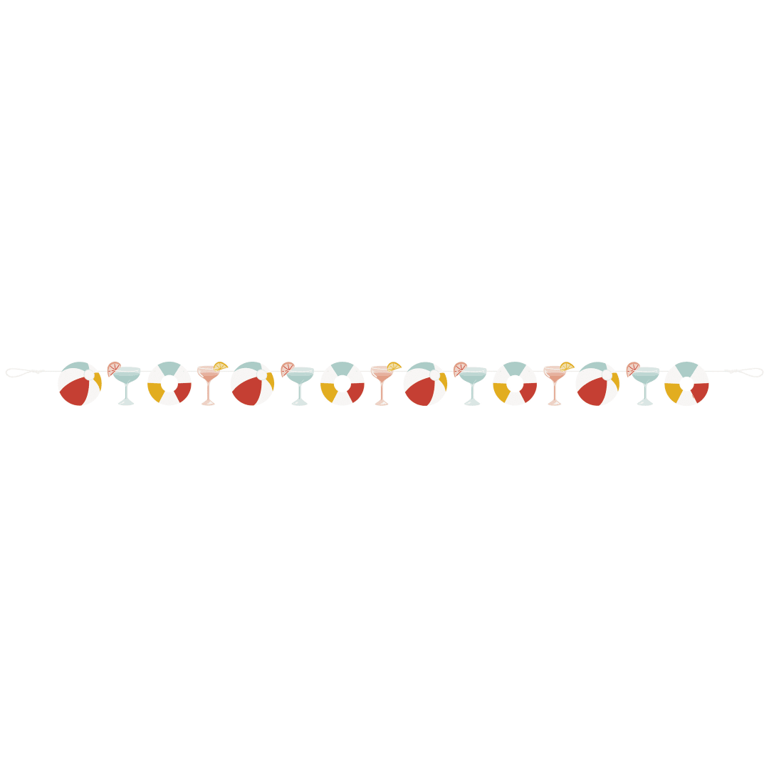 Poolside Summer Paper Cutout Garland, 9 ft