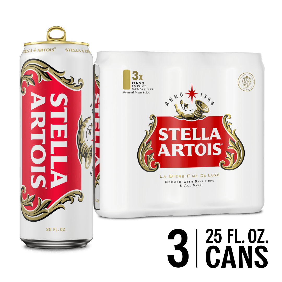 Stella Artois Beer 3 - 25 fl oz Cans