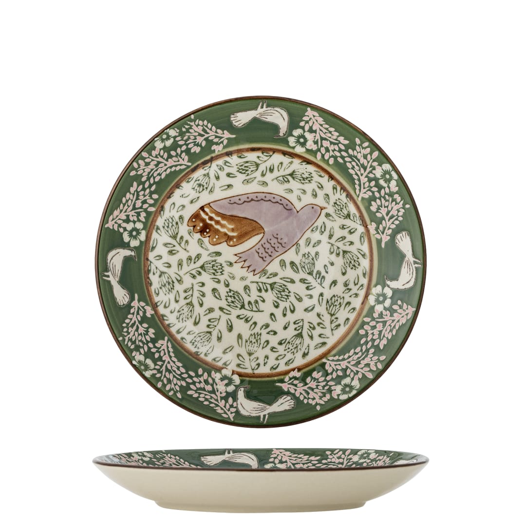 82063111 - Hezha Plate, Green, Stoneware STOCK: 300
