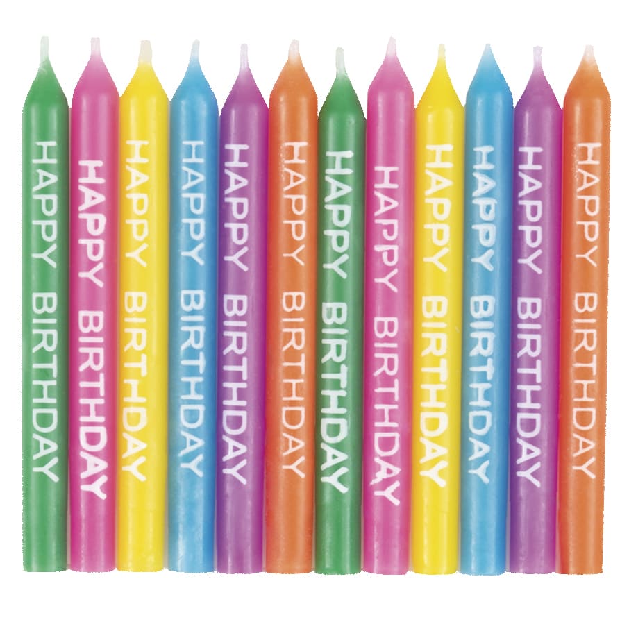 Happy Birthday Script Candles 2.5", 24ct