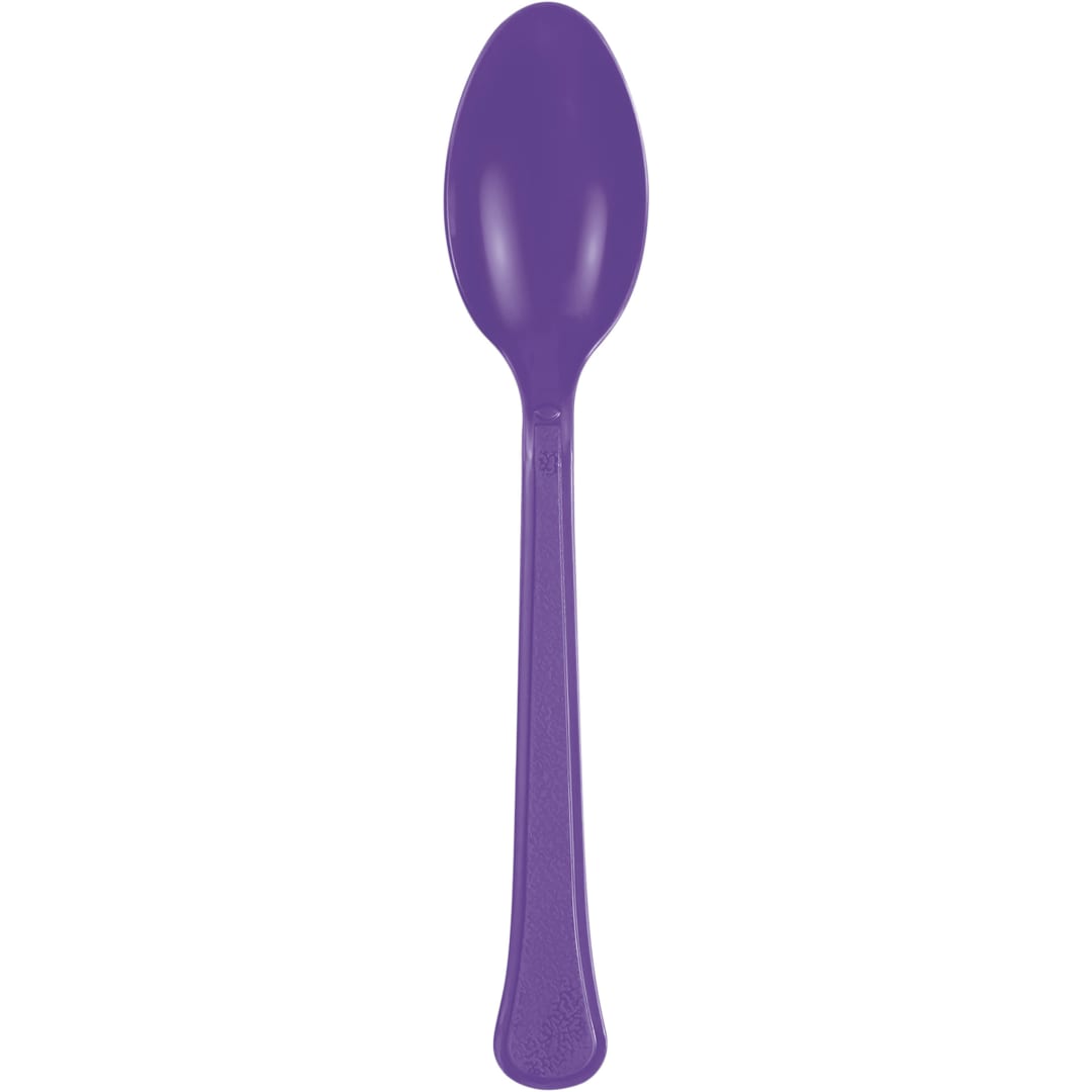 Neon Purple Solid Premium Plastic Spoons, 20ct