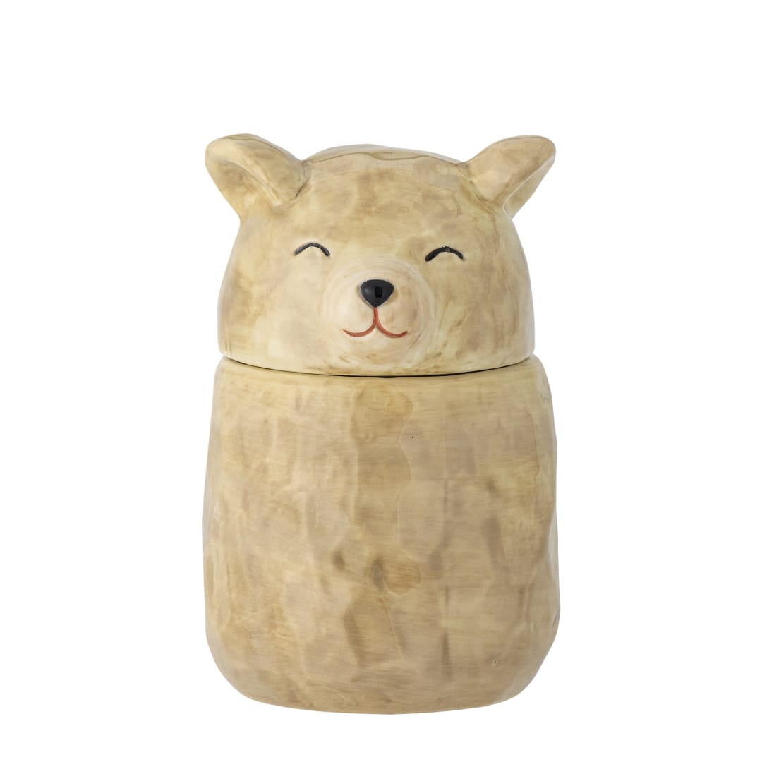 82060919 - Puk Jar w/Lid, Brown, Stoneware STOCK: 99