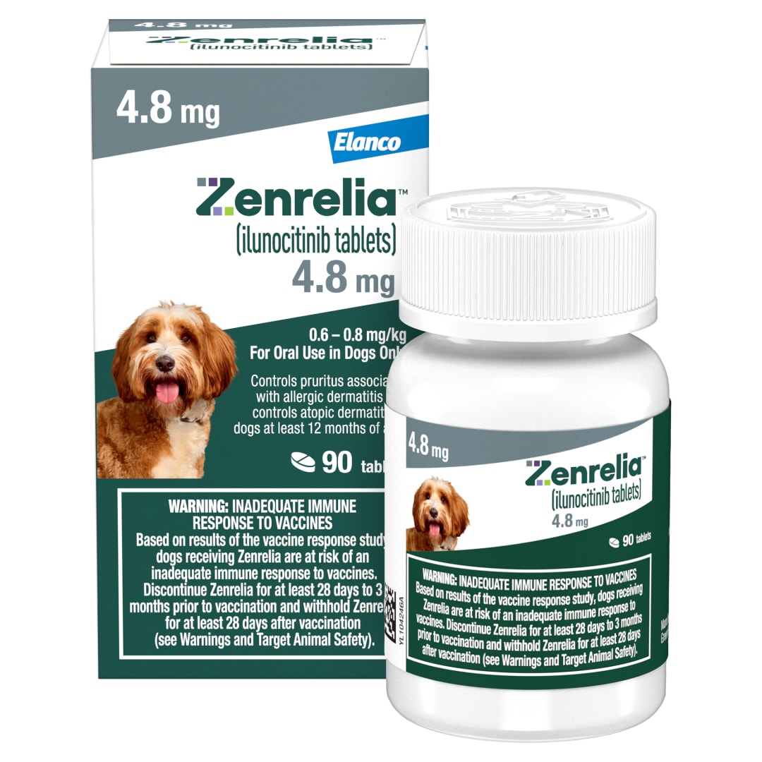 Zenrelia (Ilunocitinib Tablet) | Once Daily Prescription Itch Relief for Dogs | 4.8 mg (90 Count)
