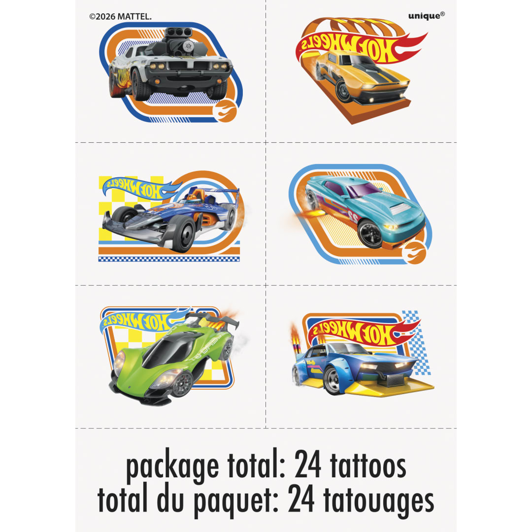 Hot Wheels Tattoos, 24ct