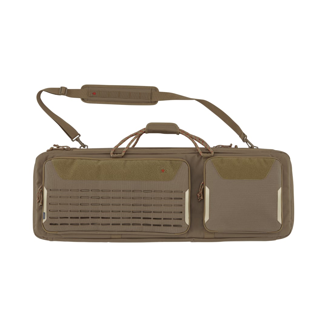 Tac-Six™ Lockable 2-Firearm Tactical 38" Gun Case, Laser Cut Molle Front, Coyote
