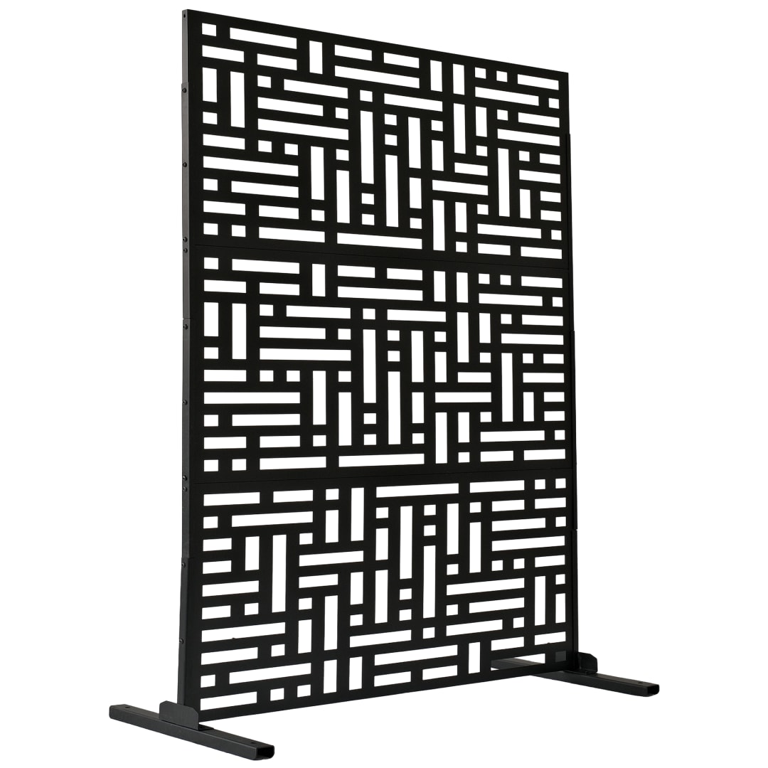 6 ft. x 4 ft. Black Freestanding Metal Privacy Screen Room Divider
